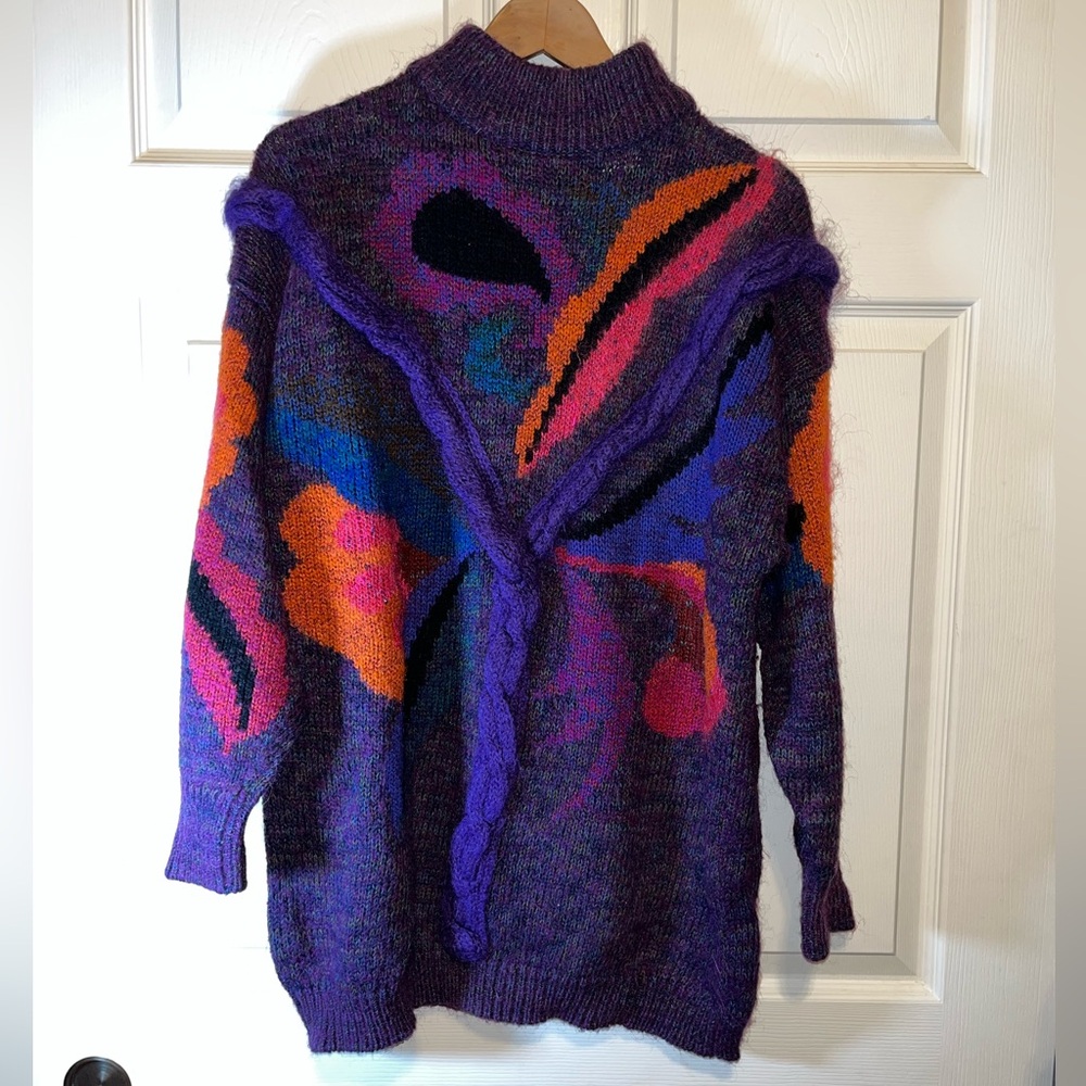 Vintage Vibrant Multicolor Women's Turtleneck Sweater